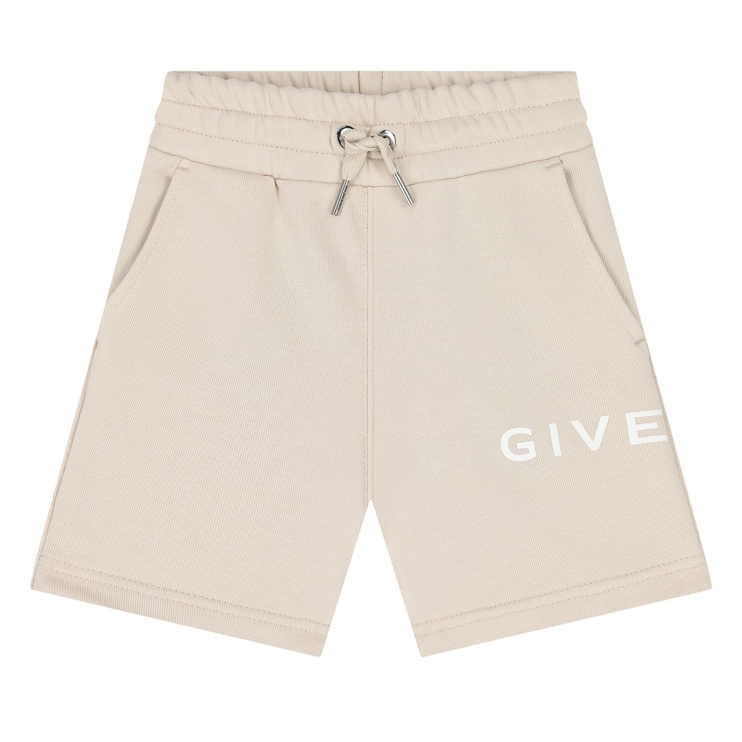 Younger Boys Beige Logo Shorts, 1, hi-res