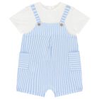 Baby Boys Blue & Ivory Striped Baby Romper Set, 2, hi-res