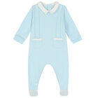 Baby Boys Blue Embroidered Babygrow, 1, hi-res