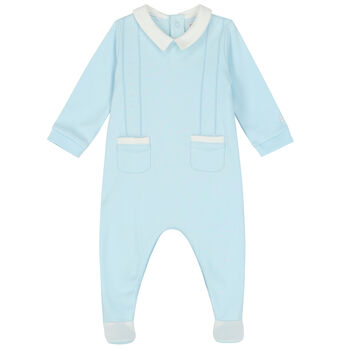 Baby Boys Blue Embroidered Babygrow