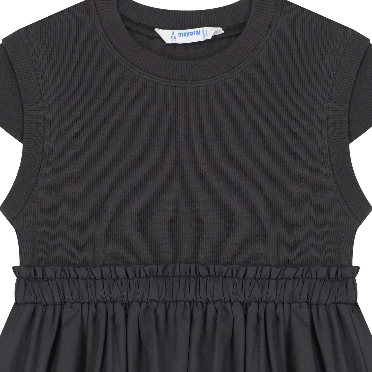 Girls Black Ribbed Dress, 1, hi-res image number null