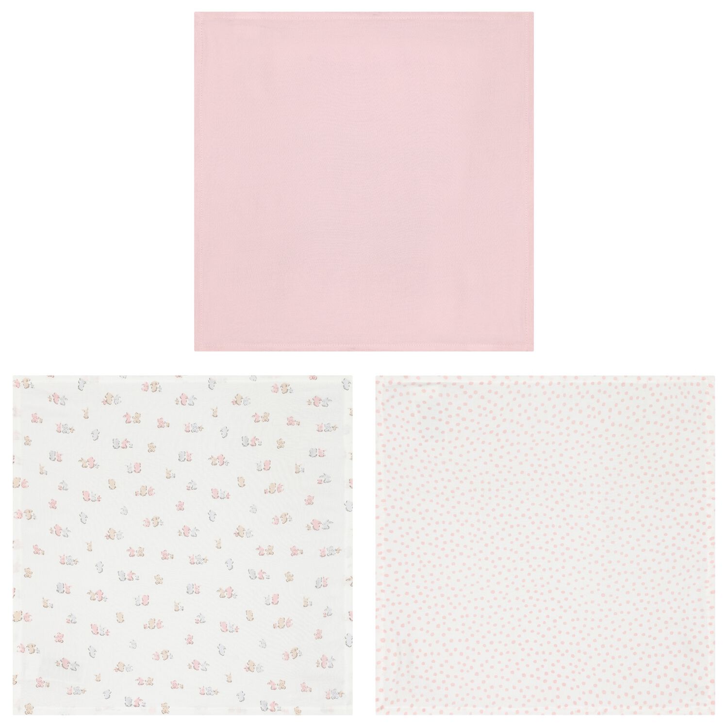 Baby Girls White & Pink Muslin Swaddles (3-Pack), 3, hi-res