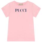 تيشيرت بالشعار باللون الوردي للبنات, 1, hi-res