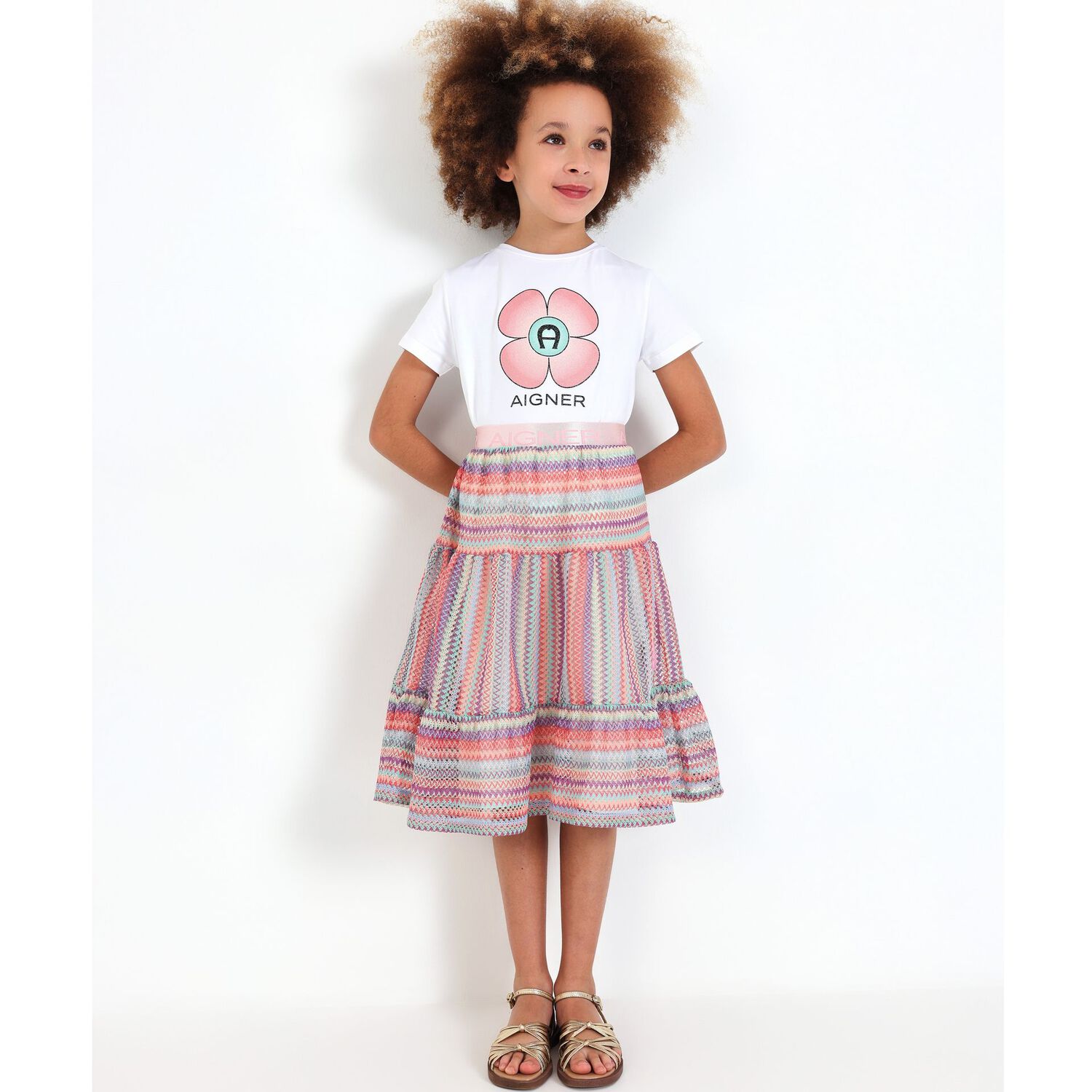 Girls Pink Zigzag Crochet Skirt, 1, hi-res image number null