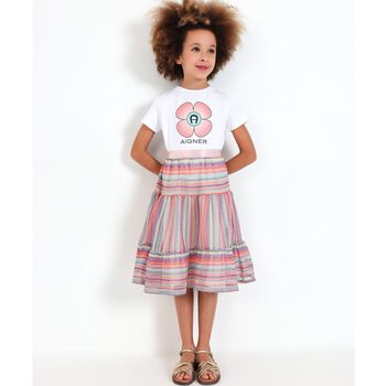 تنورة بنات كروشيه متعرجة باللون الوردي