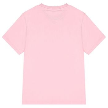 تيشيرت مزين بشعار مرصع باللون الوردي للبنات