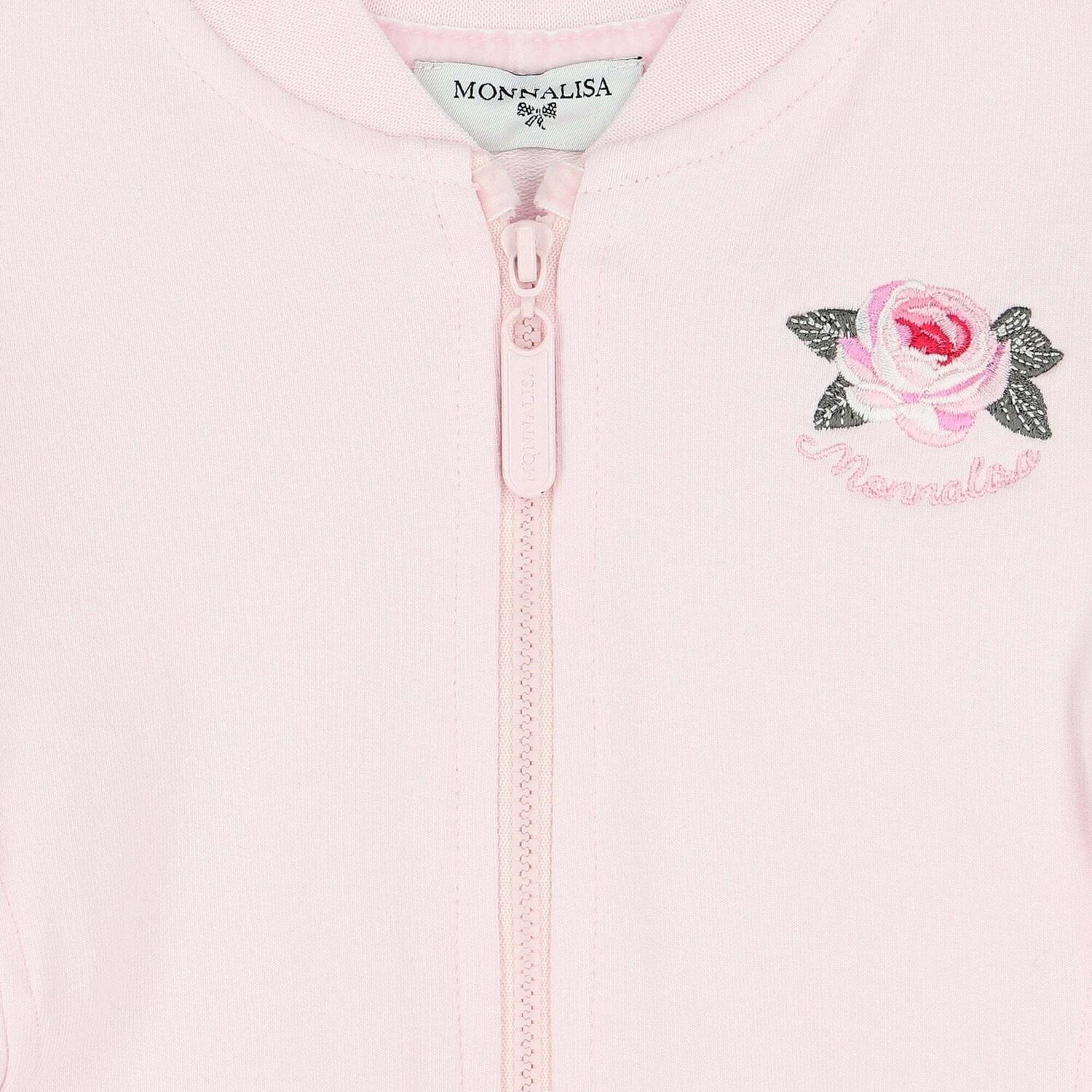 Younger Girls Pink Rose Zip Up Top, 1, hi-res