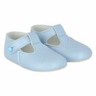 Baby Blue Leather Pre Walker Shoes , 3, hi-res