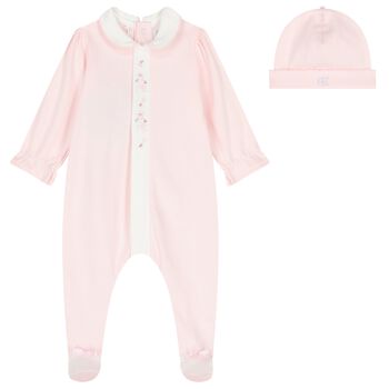 Baby Girls Pink Floral Babygrow Set