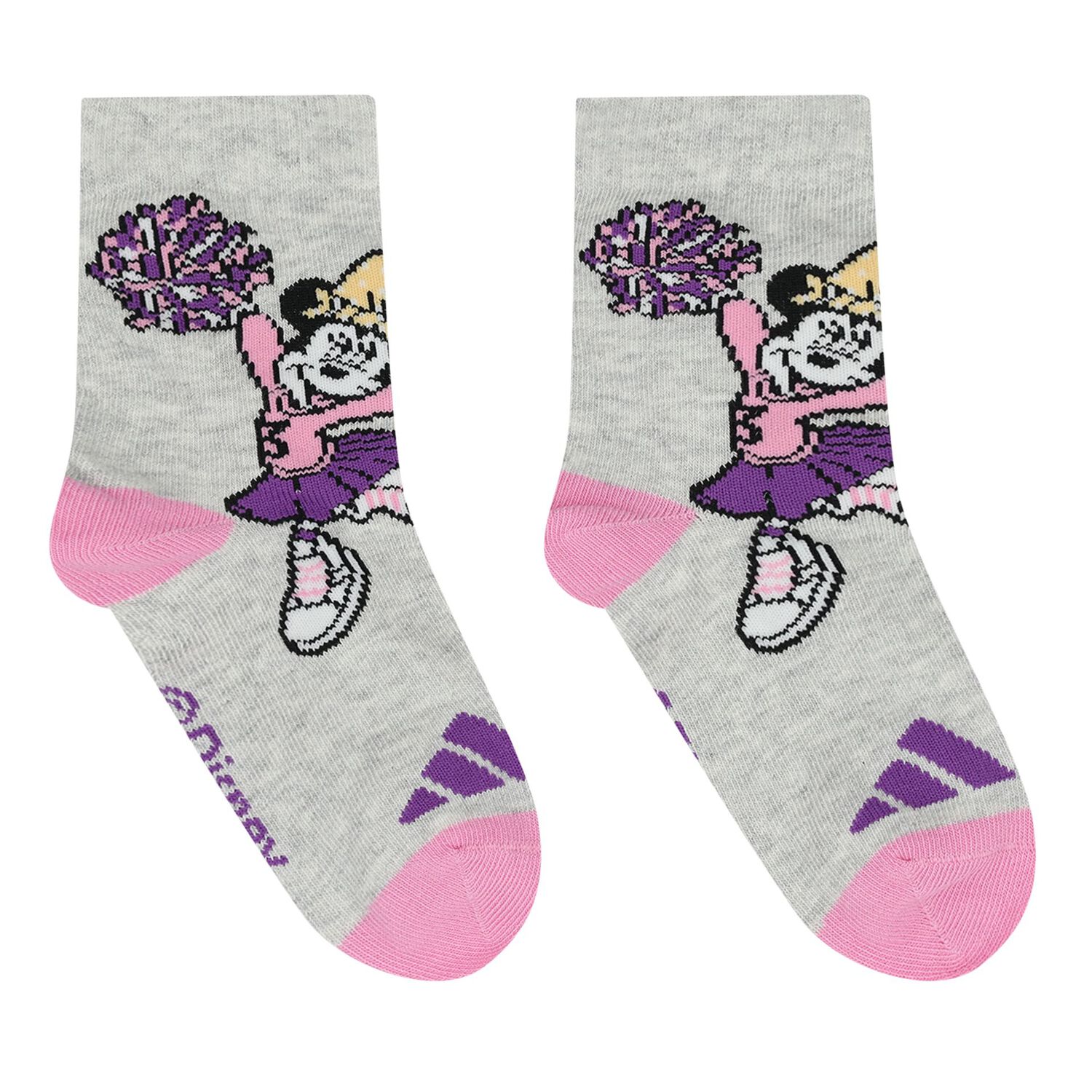 Girls Purple, Grey & White Disney Logo Socks ( 3-Pack ), 1, hi-res