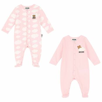 Girls Pink Cloud Logo Babygrows (2 Pack)