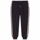 بنطلون رياضى بالشعار باللون الكحلى للبنات, 2, hi-res