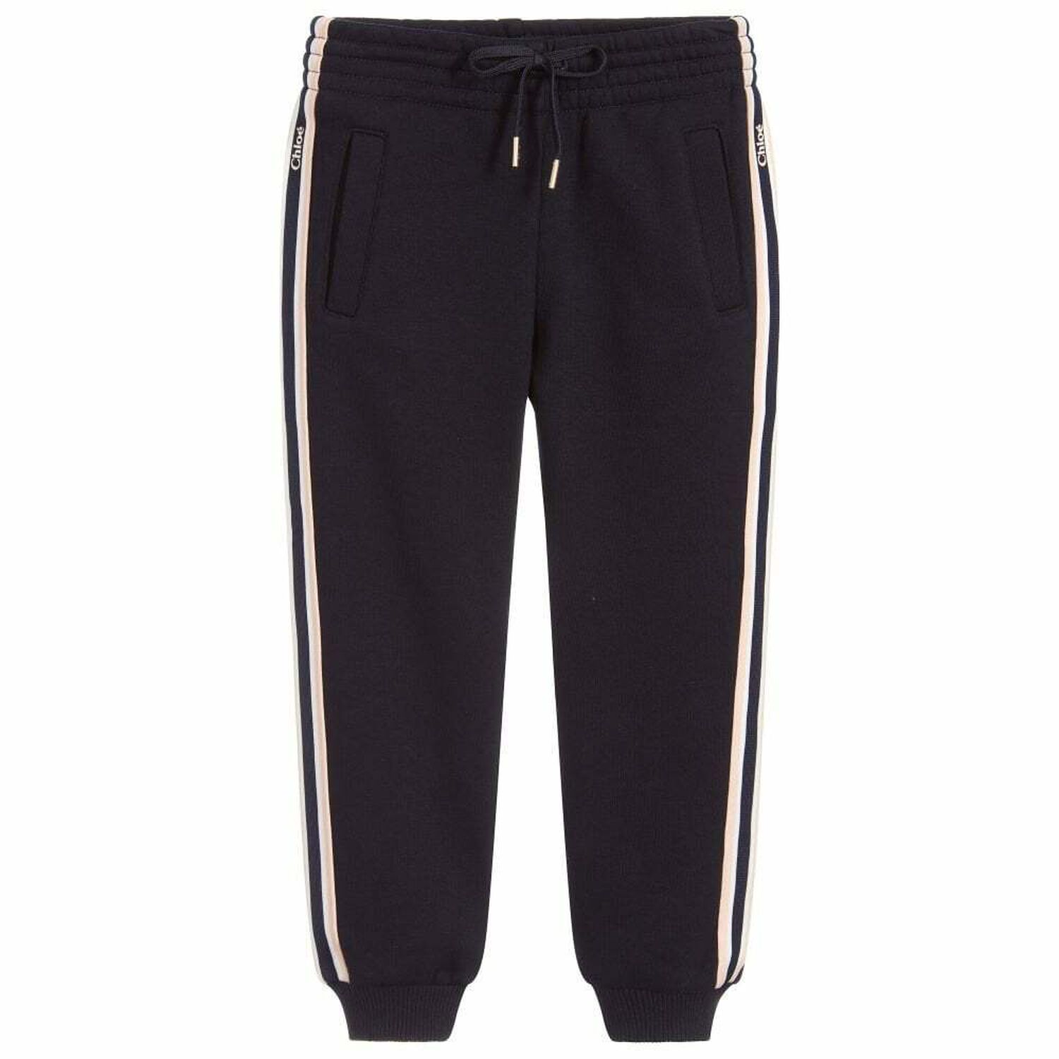 بنطلون رياضى بالشعار باللون الكحلى للبنات, 2, hi-res