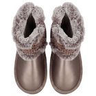 Girls Bronze Faux Leather Boots, 2, hi-res