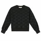 سويت شيرت بالشعار باللون الاسود للبنات, 1, hi-res