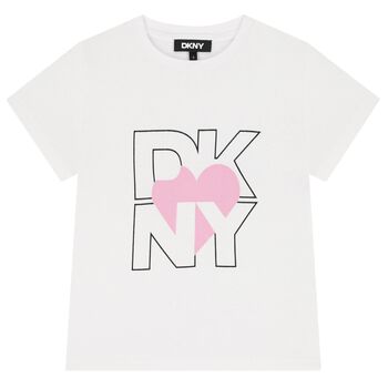 Girls White Logo Heart T-Shirt