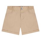 Younger Beige Logo Shorts, 1, hi-res