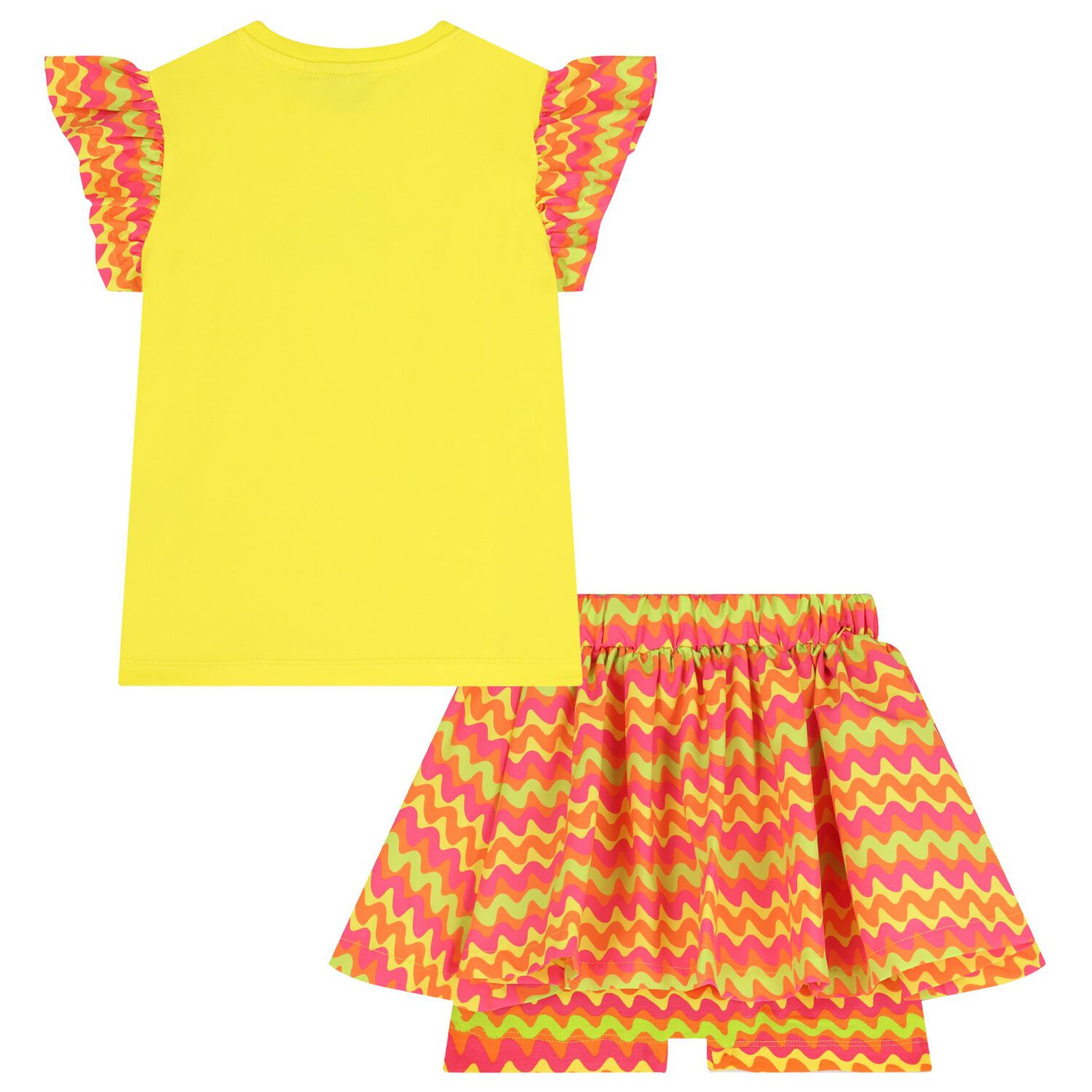 Girls Yellow & Orange Zigzag Skort Set, 1, hi-res