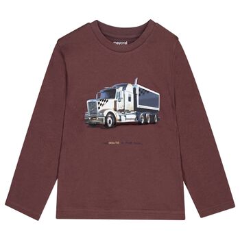Boys Burgundy Truck Long Sleeve Top
