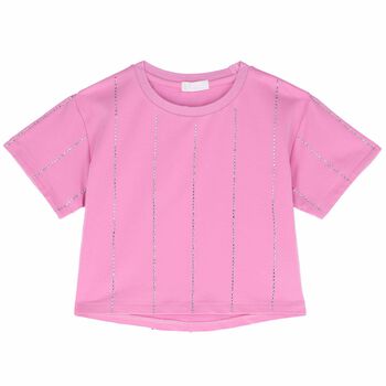 Girls Pink Embellished T-Shirt
