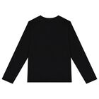 Girls Black Logo Long Sleeve Top, 1, hi-res