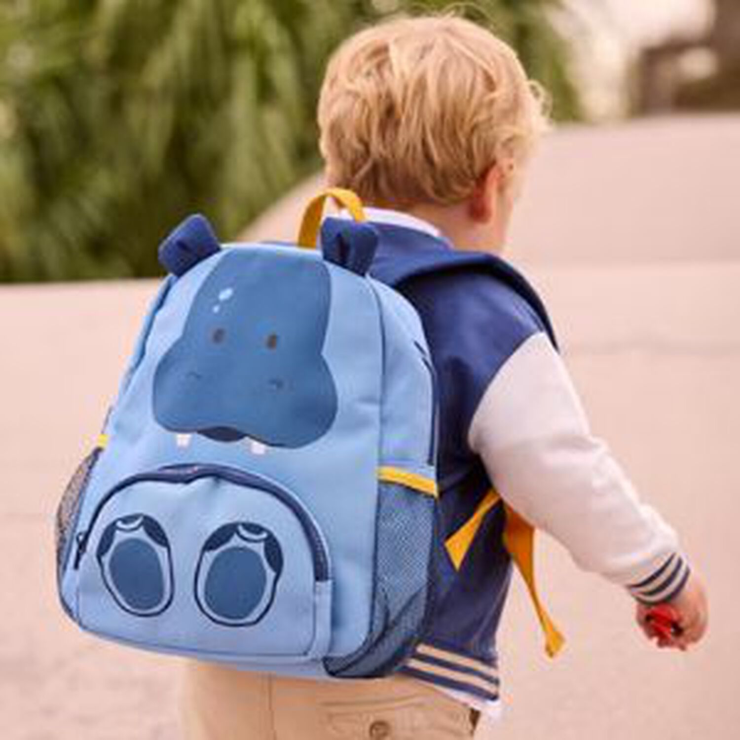 Boys Blue Hippo Backpack, 1, hi-res