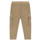 Younger Boys Beige Logo Joggers, 2, hi-res
