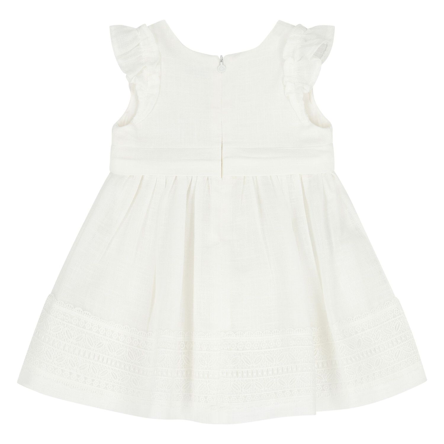 Younger Girls White Bow Dress, 1, hi-res