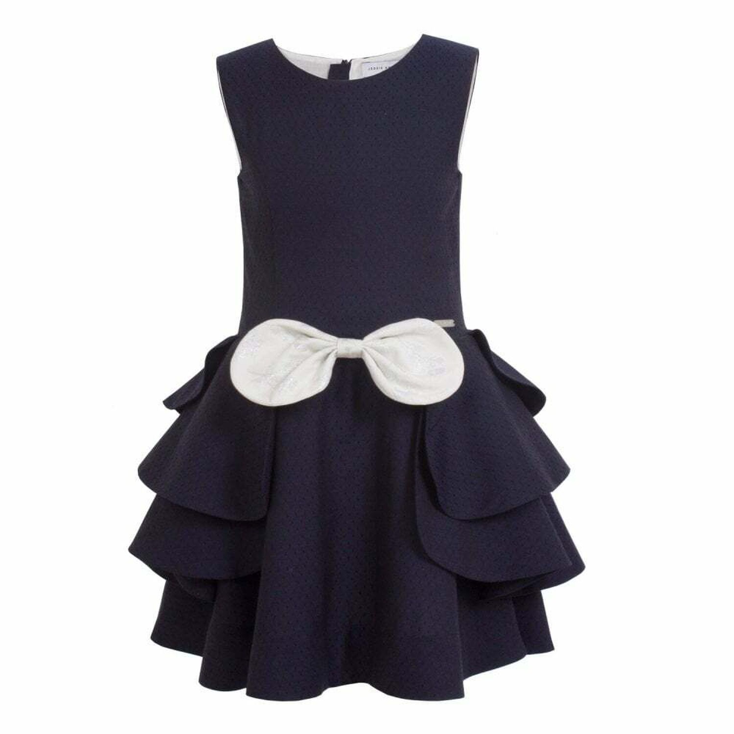 فستان عيد بدون اكمام باللون الكحلى للبنات, 1, hi-res