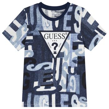 تيشيرت اولاد بالشعار باللون الازرق