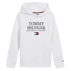 Boys White Logo Hooded Top, 3, hi-res