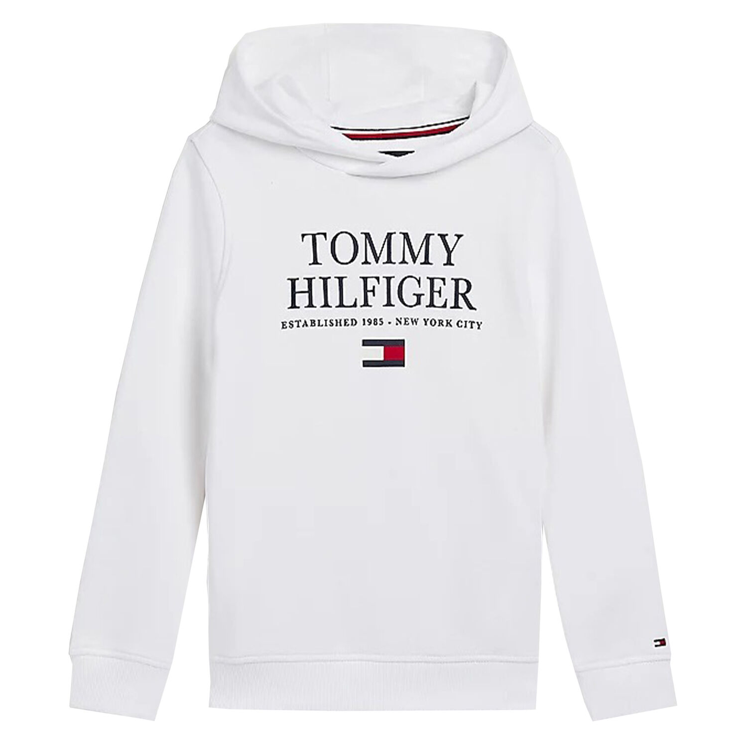 Boys White Logo Hooded Top, 3, hi-res image number null