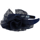 Girls Navy Blue Tulle Flower Headband, 3, hi-res