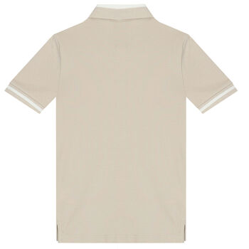 Boys Beige Logo Polo Shirt
