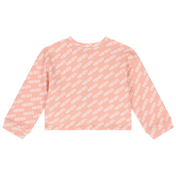 سويت شيرت بالشعار باللون الوردي للبنات 