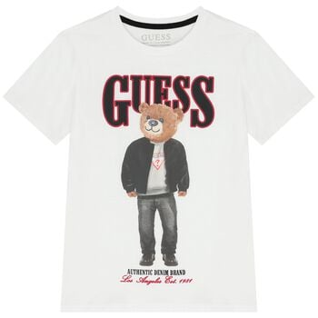 تي شيرت أولاد بشعار دب تيدي باللون الأبيض