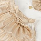 Girls White & Gold Ruffle Skirt Set, 1, hi-res