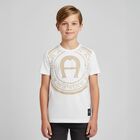 Boys White & Beige Logo T-Shirt, 4, hi-res