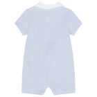 Baby Boys White & Blue Romper, 1, hi-res