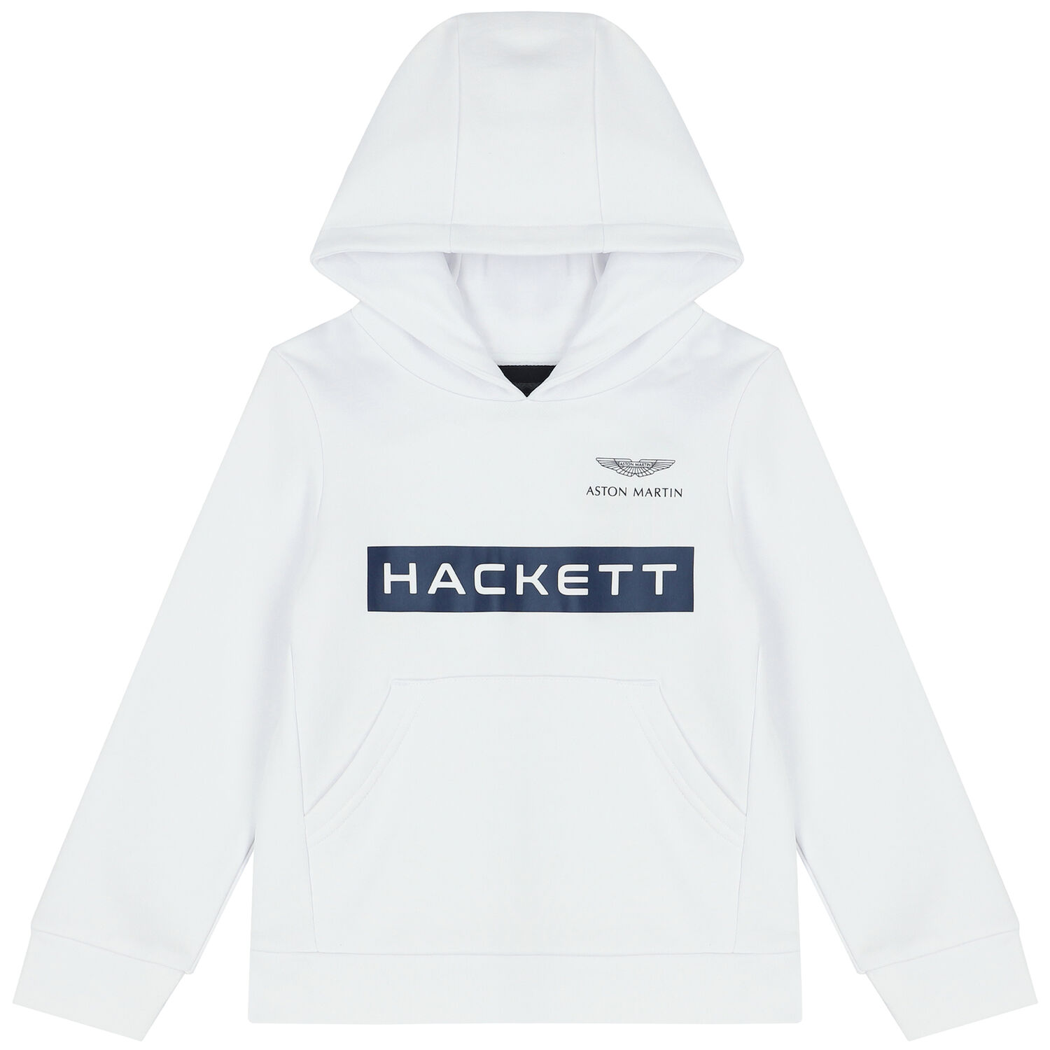 Boys White Logo Hooded Top, 1, hi-res