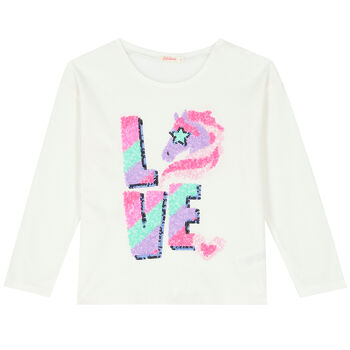 Girls Ivory Unicorn Long Sleeve Top