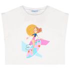 Girls White & Aqua Floral Shorts Set, 2, hi-res