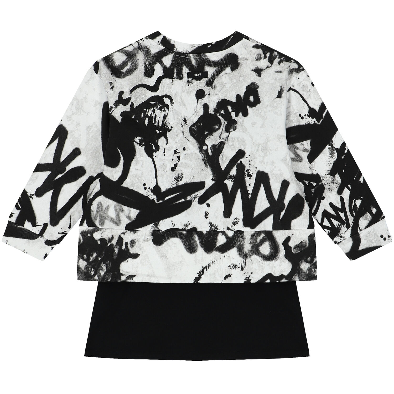 Girls White & Black Graffiti Logo Dress Set, 1, hi-res image number null