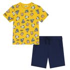 Boys Yellow & Navy Blue Shorts Set, 2, hi-res
