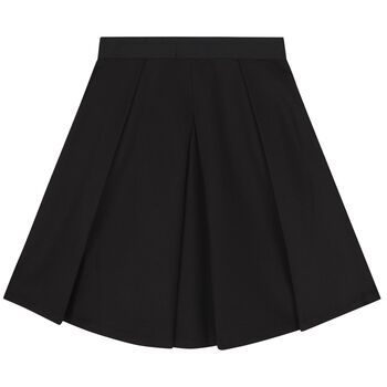 Girls Black Logo Pleated Skirt