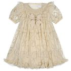 Girls Beige 3D Chain Tulle Isabella Dress, 1, hi-res