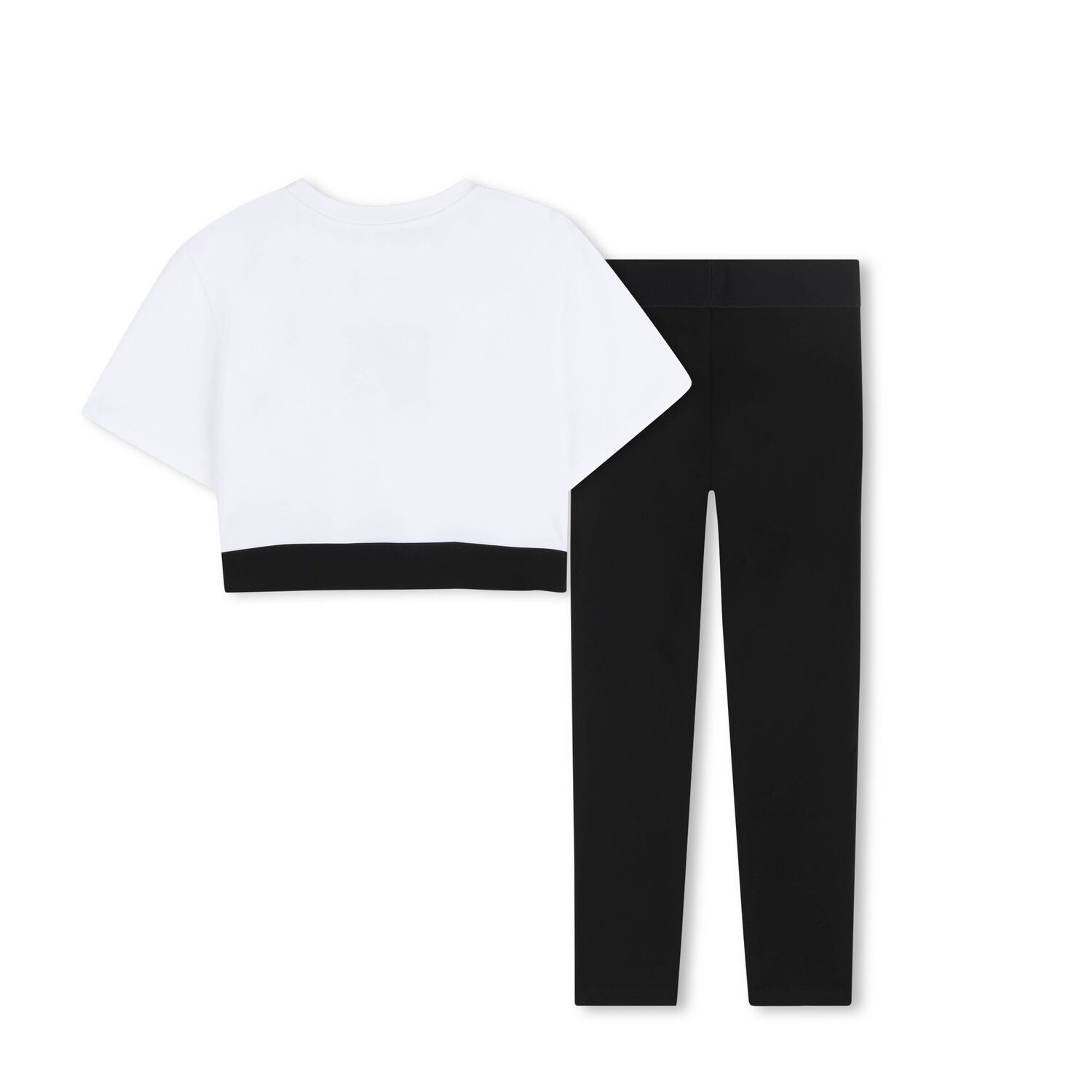 Girls White & Black Logo Leggings Set, 1, hi-res