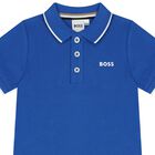 Younger Boys Blue Logo Polo Shirt, 4, hi-res