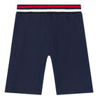 Younger Boys Navy Blue Logo Shorts, 1, hi-res