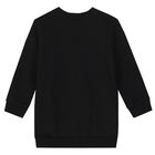 فستان سويت شيرت بالشعار باللون الأسود, 1, hi-res